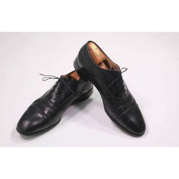 Peal & Co for Brooks Brothers Black Captoe Oxford Leather Dress Shoes 12 D - Picture 8 of 12